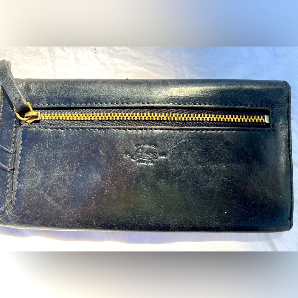 Bass leather wallet billfold black vintage